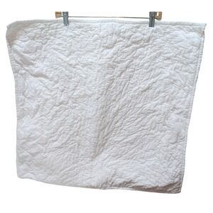 Company Store 2 White Cotton Quilted Euro Shams Tie Back Minimalist Luxury